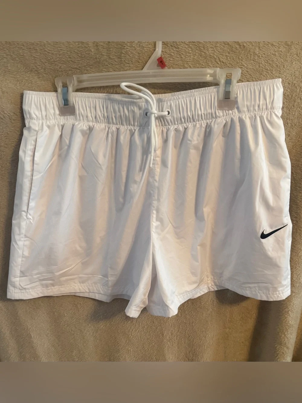 Nike White Women's Athletic Drawstring Shorts with Swoosh